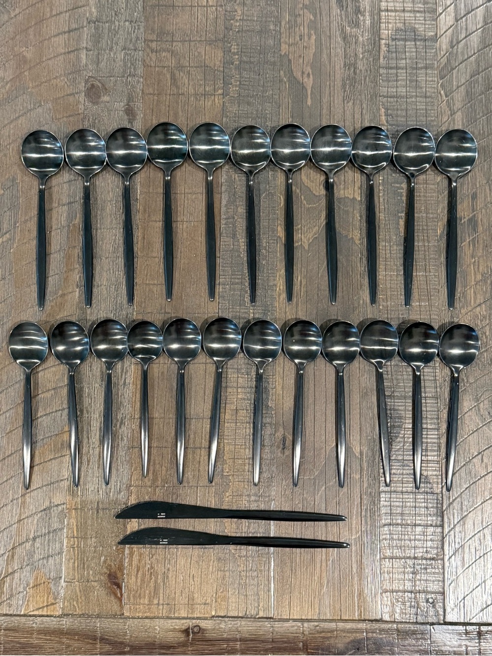 Black Stainless Silverware Incomplete Set Spoons and Knives
